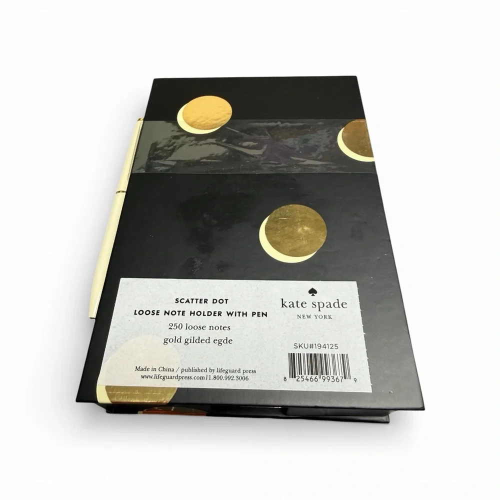 Kate Spade New York Scatter Dot loose note holder that includes a matching pen